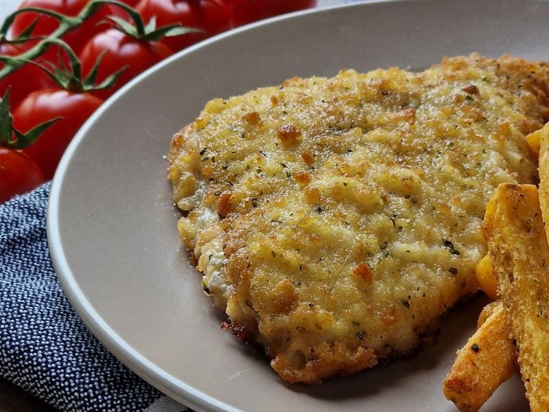 Milanesa napolitana con salsa, jamón y queso gratinado