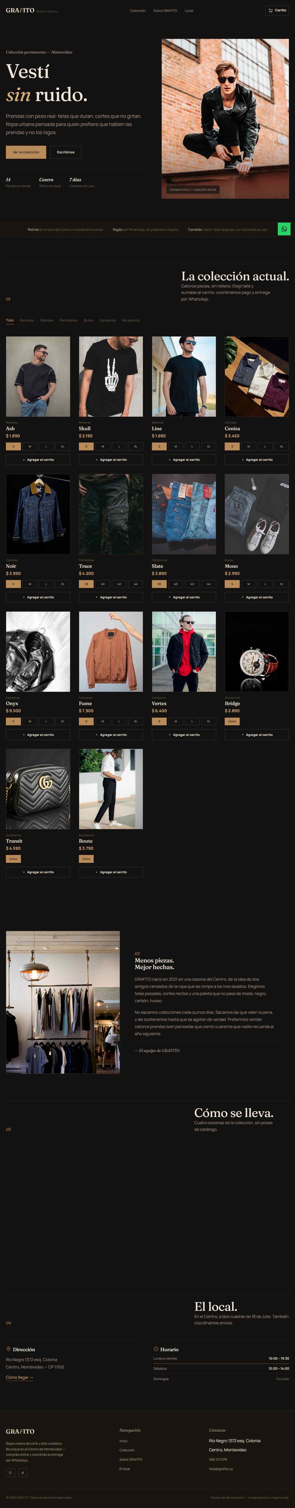 Captura del modelo de tienda de ropa GRAFITO